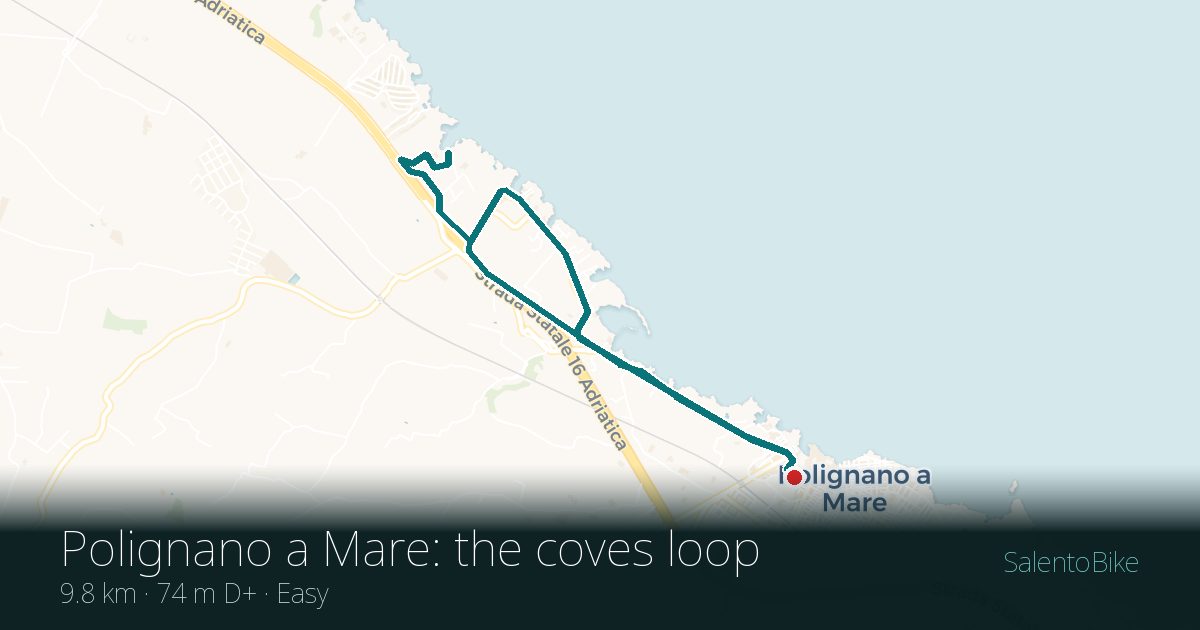 Map of the Polignano a Mare: anello delle calette route: 9.8 km, 74 m of ascent