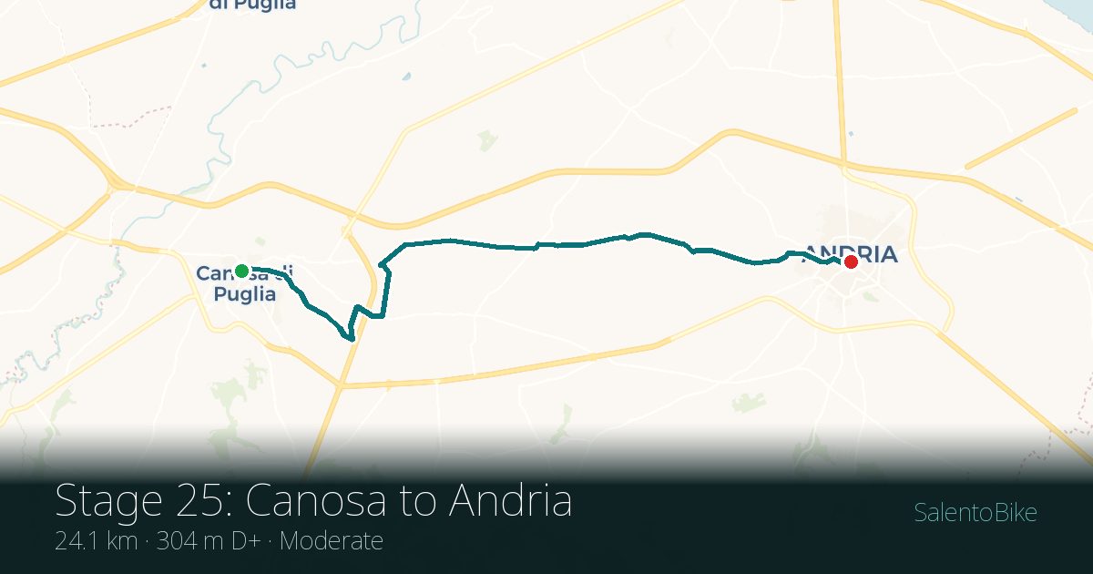 Map of the Tappa 25: da Canosa a Andria route: 24.1 km, 304 m of ascent